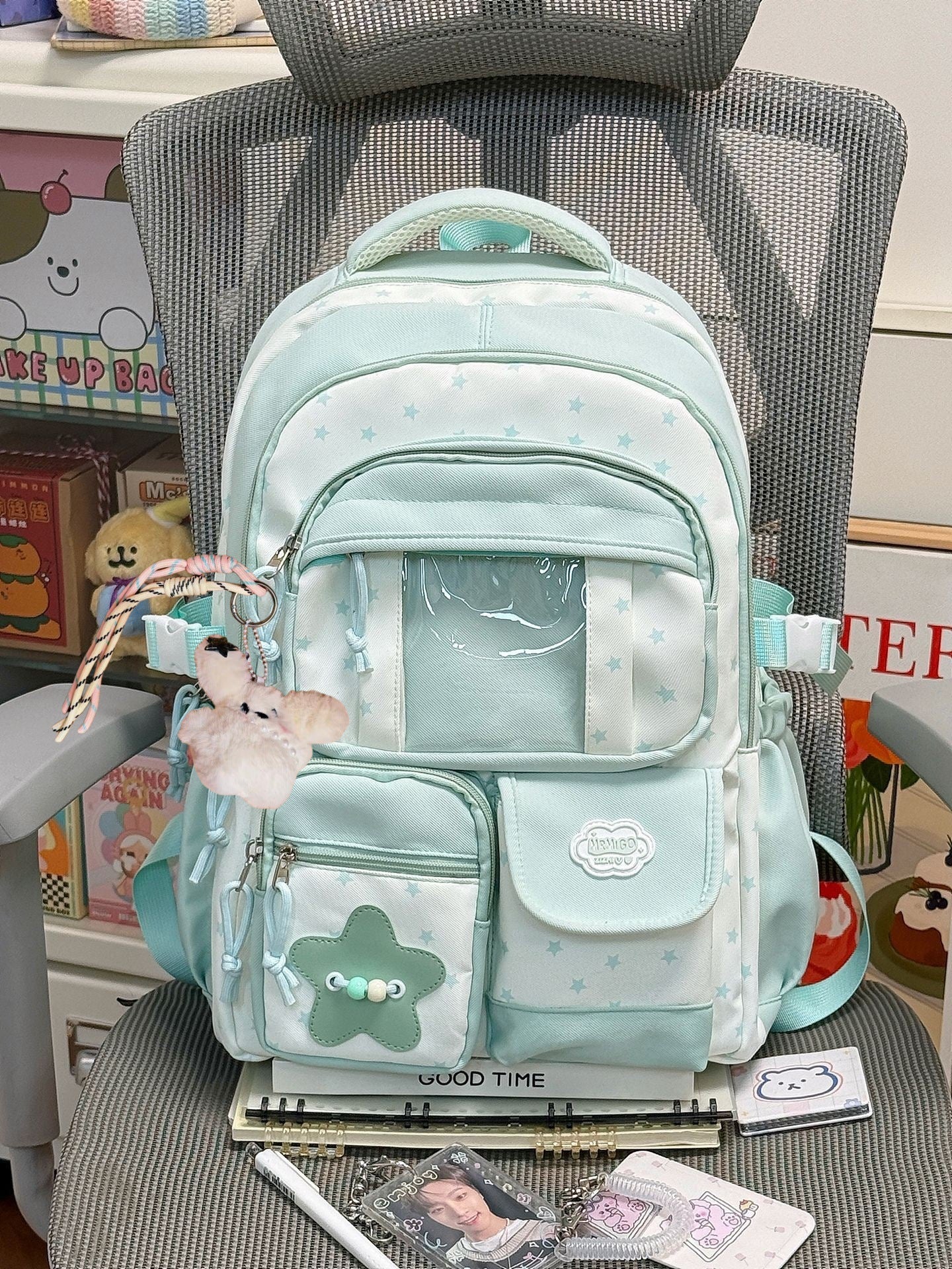 Süße Sternen-Print Multi-Pocket Schulranzen