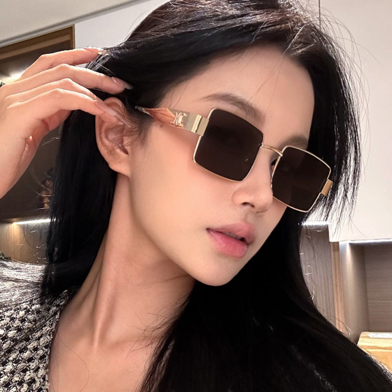 Damen modische rechteckige Sonnenbrille mit hochwertigem Metallrahmen und polarisierenden Gläsern Brehn
