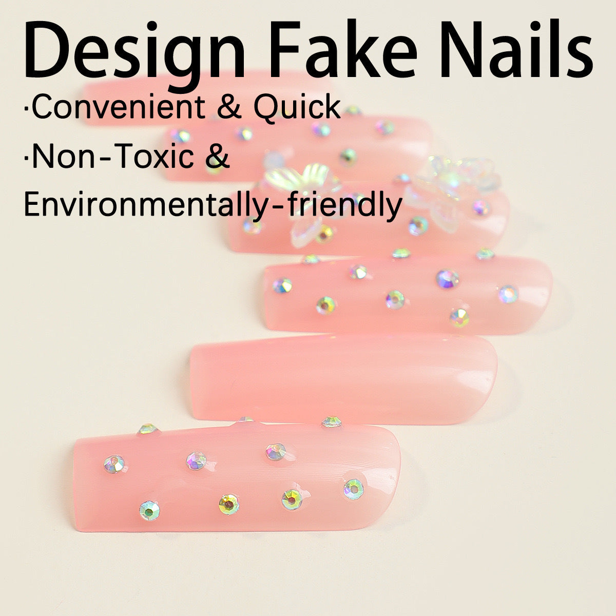 Künstliche Nagelspitzen mit glamourösen Strass- und Schmetterlingsmotiven Brehn