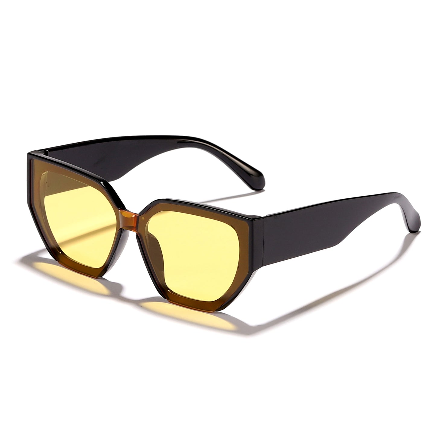 Damen modische oversized Sonnenbrille mit trendigem Hexagon-Design Brehn