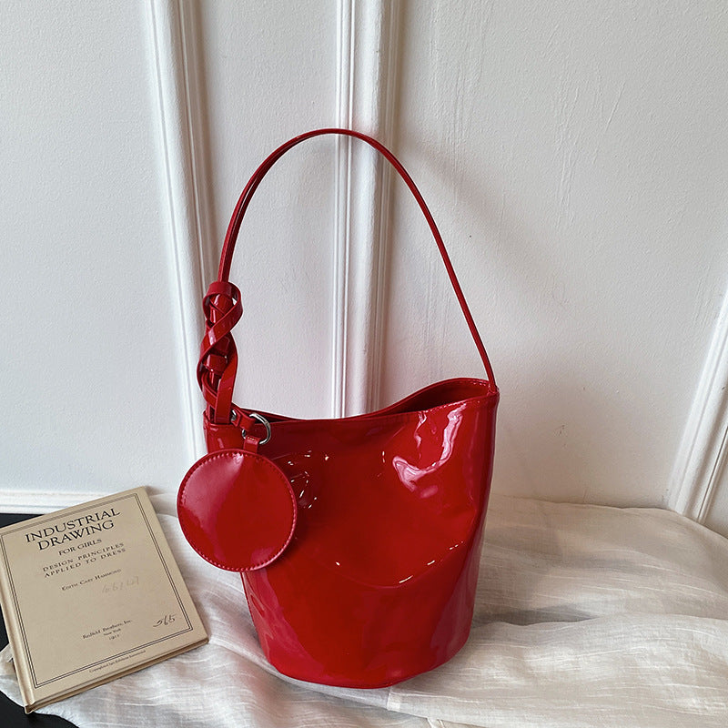 WoChic Patente Leder Eimer Tasche Brehn