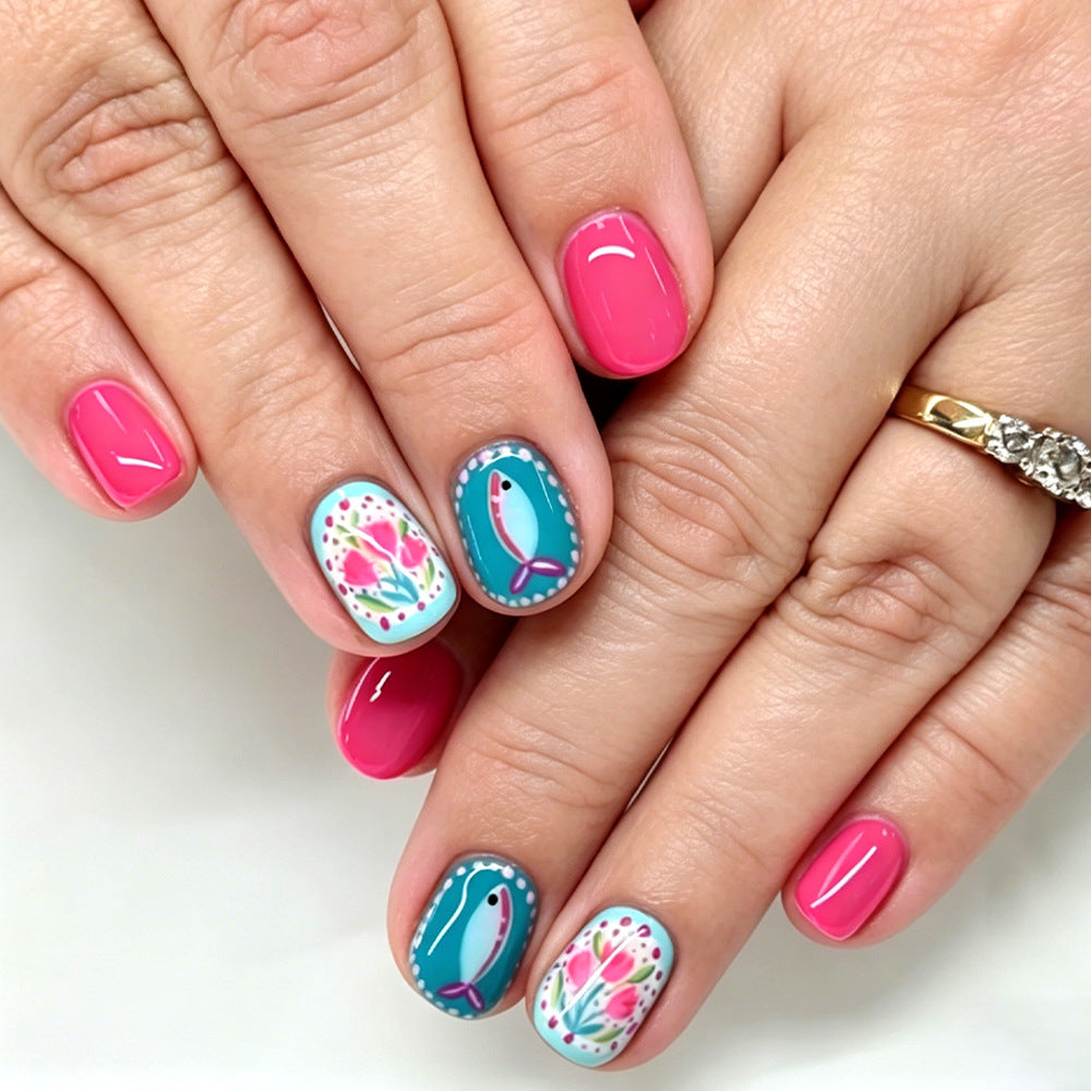 Künstlerische florale Nagelkunst Brehn