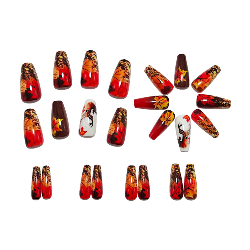 Künstliche Nagelkunst mit Herbstlichem Blatt-Design Brehn
