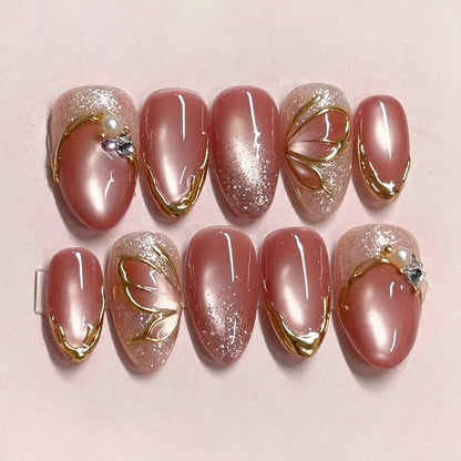 Dekoratives Perlenakzent Press-On Nagelset