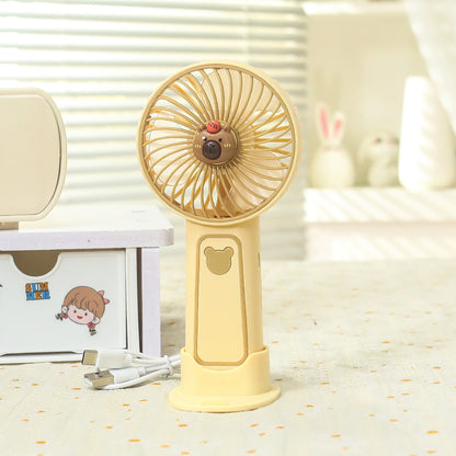 Unisex nan tragbarer wiederaufladbarer USB-Handventilator mit niedlichem Bärenmotiv und Standfuß Brehn