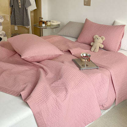 Gep quiltetes Baumwollbettüberwurf-Set mit wendbarem geripptem Muster und leichtem atmungsaktivem Gewebe