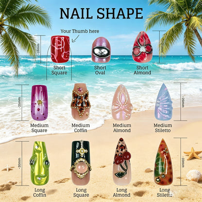 Künstlerisches florales Press-On-Nagelset Brehn