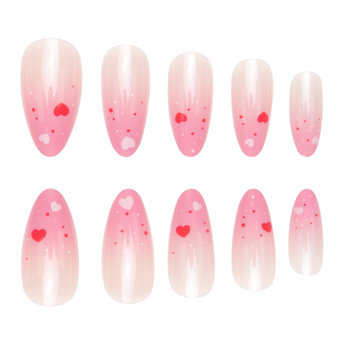 Herz-Design Press-On Nagelkunst Set Brehn