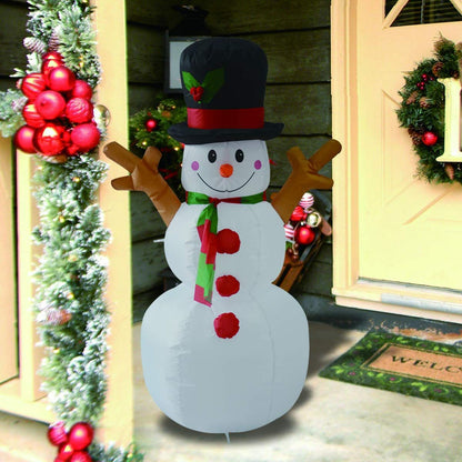 Aufblasbarer Schneemann mit festlicher Deko
