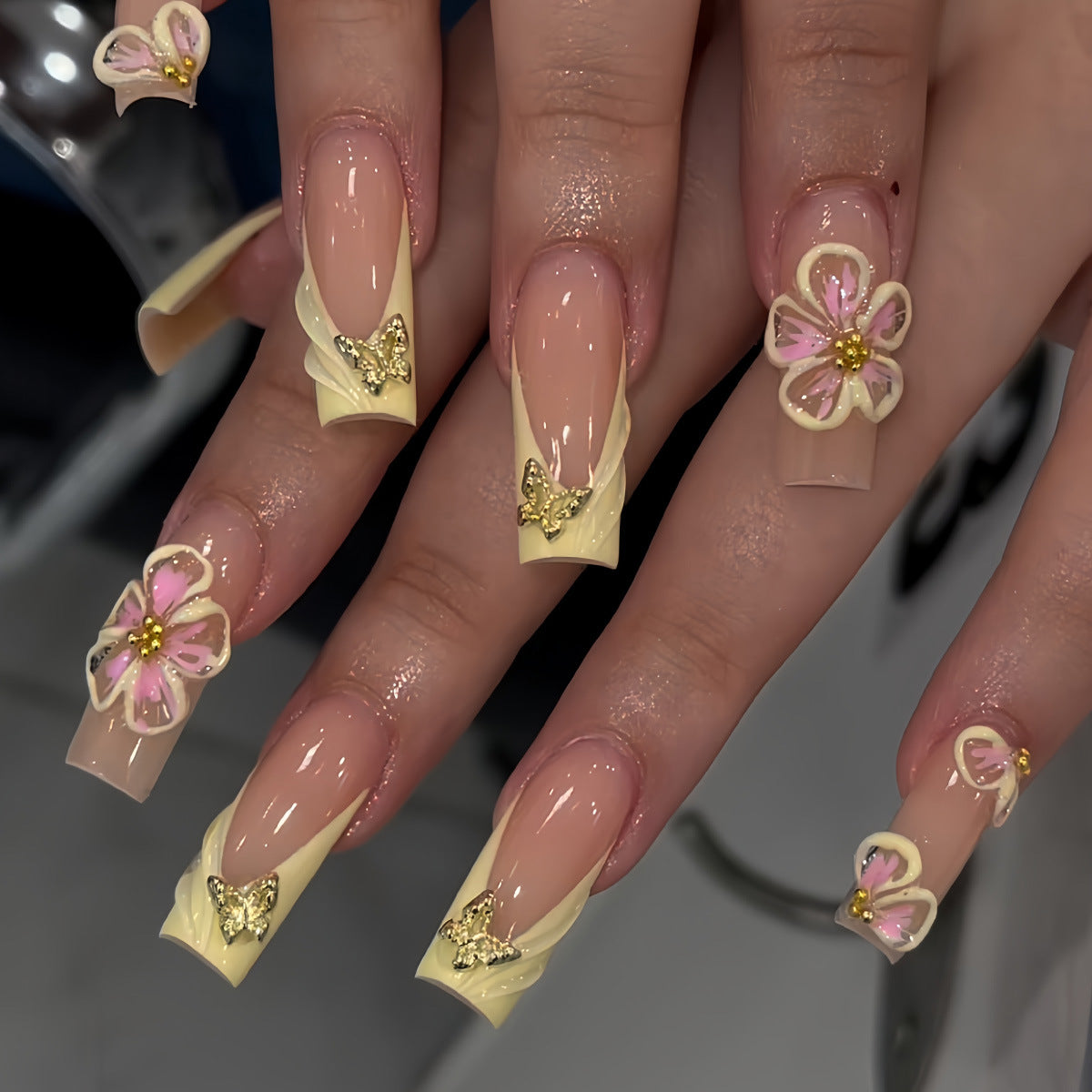 Künstlerische florale Acryl-Presse-Nagelverlängerungen Brehn