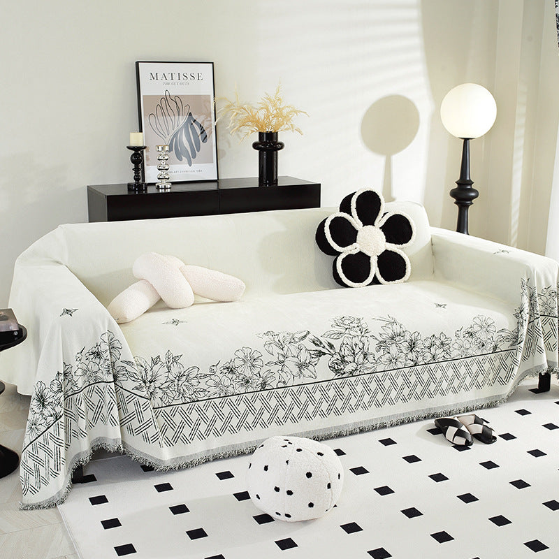 Elegante Blumengemusterte Sofa-Wurfdecke