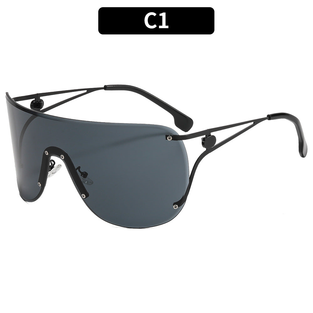 Damen visierartige Sonnenbrille mit elegantem Metallgestell Brehn