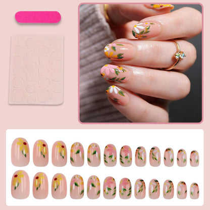 Künstliche Fingernägel Set mit floralen Verzierungen Brehn