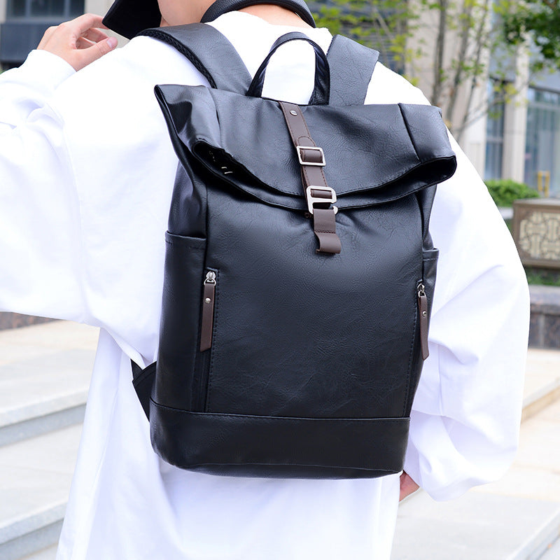 Vintage Leder Rolltop Rucksack Brehn