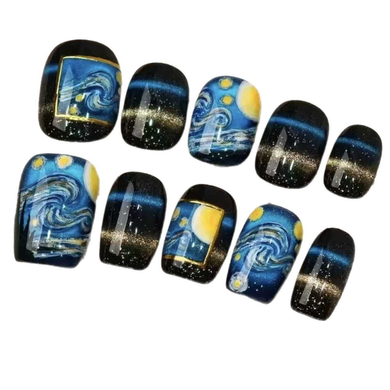 Künstlerische Sternenklare Nacht Press-On Nagelkunst Brehn