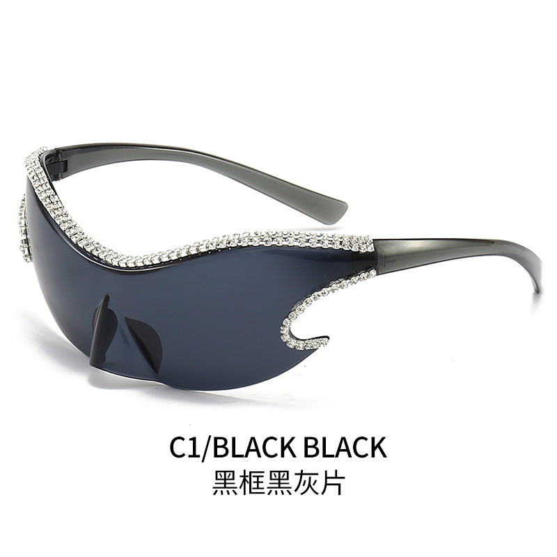 Damen Glamouröse Sonnenbrille mit funkelndem Strassbesatz Brehn