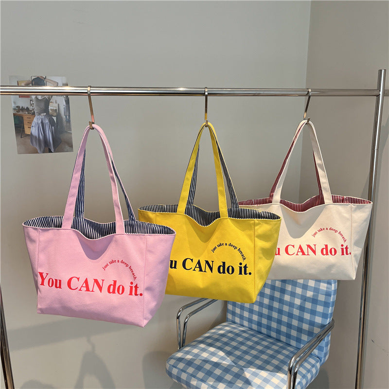 Gestreifter Canvas-Shopper