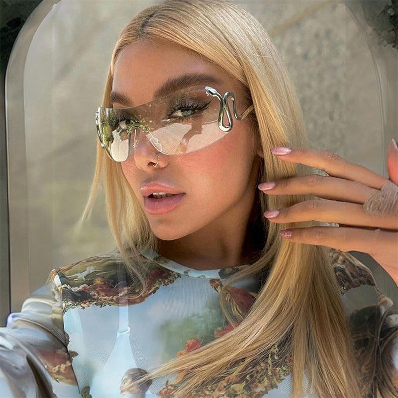 Damen modische Oversized-Sonnenbrille mit innovativem Metallrahmen und einzigartigem Design Brehn