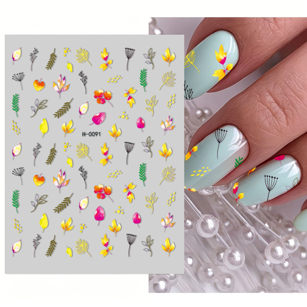 Florales Design Nagelkunst Aufkleber Set