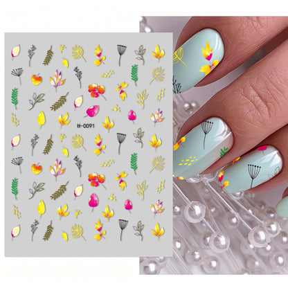 Florales Design Nagelkunst Aufkleber Set