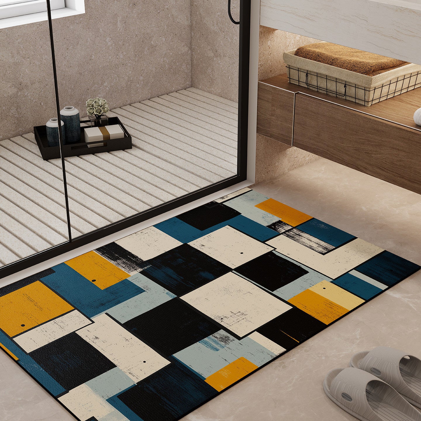 Geometrisches Muster Badematte Brehn