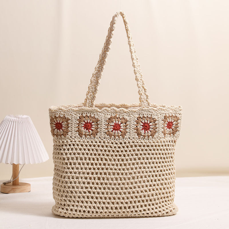 Damen Handgefertigte Tragetasche mit floralen Applikationen Brehn