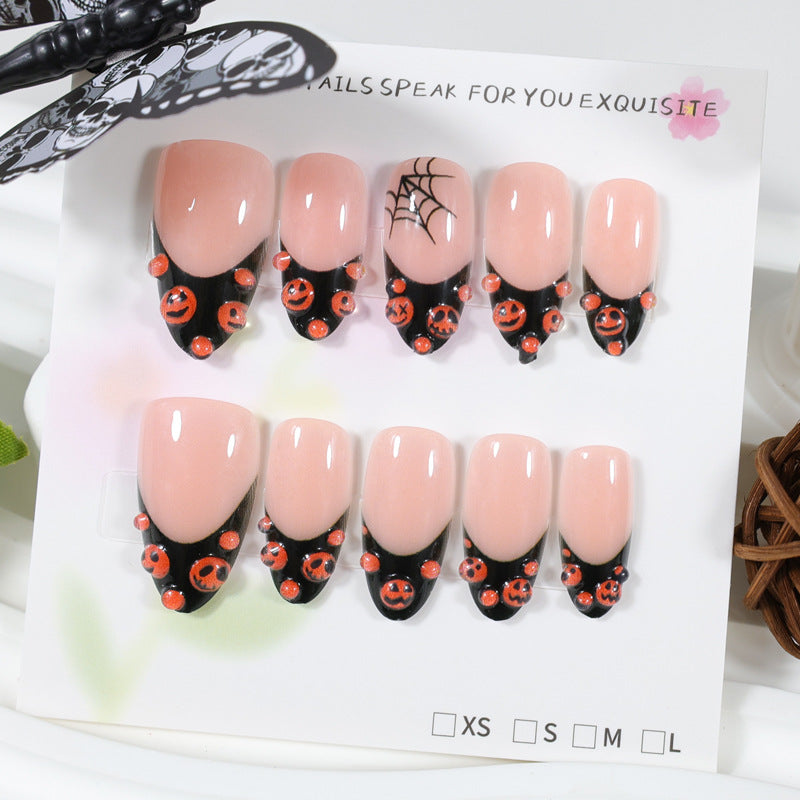 Halloween Kunstnagelset mit kreativen Kürbis- und Spinnenmotiven Brehn