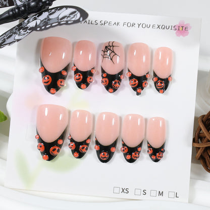 Halloween Kunstnagelset mit kreativen Kürbis- und Spinnenmotiven Brehn