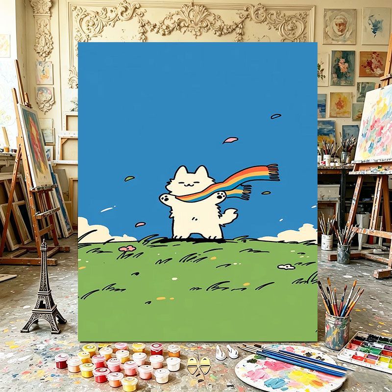 Verspielte Katzenillustration Kunstdruck Brehn
