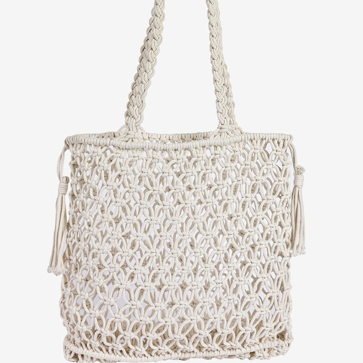 Damen Makramee Strandtasche mit eleganten Fransen Brehn