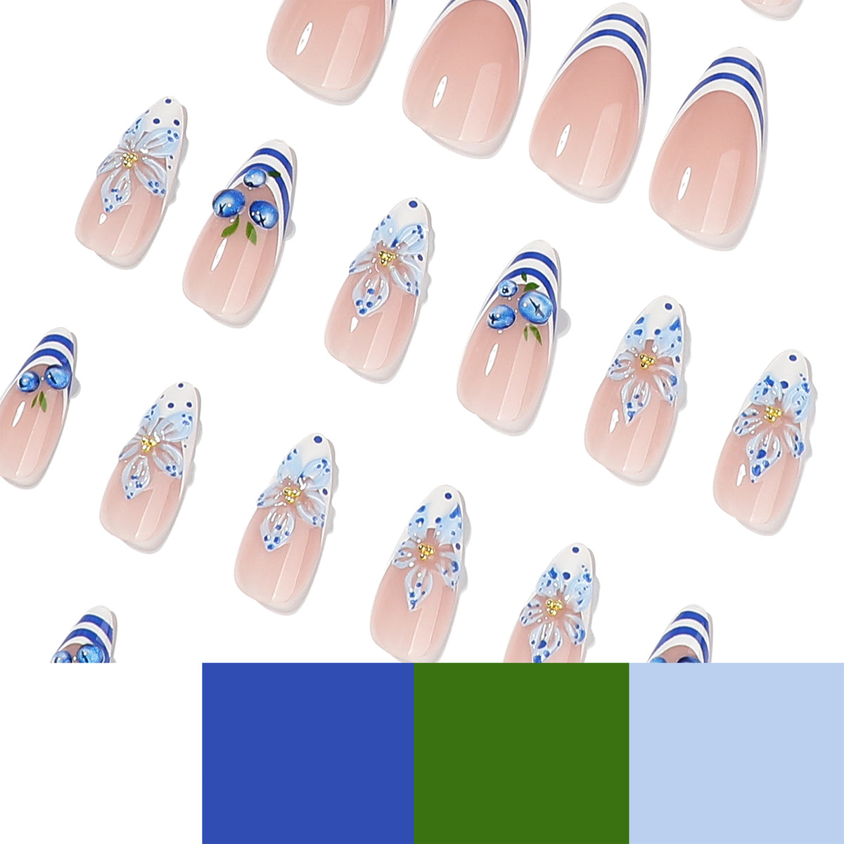 Kunstvolle Nagelgestaltung mit floralen und maritimen Elementen Brehn