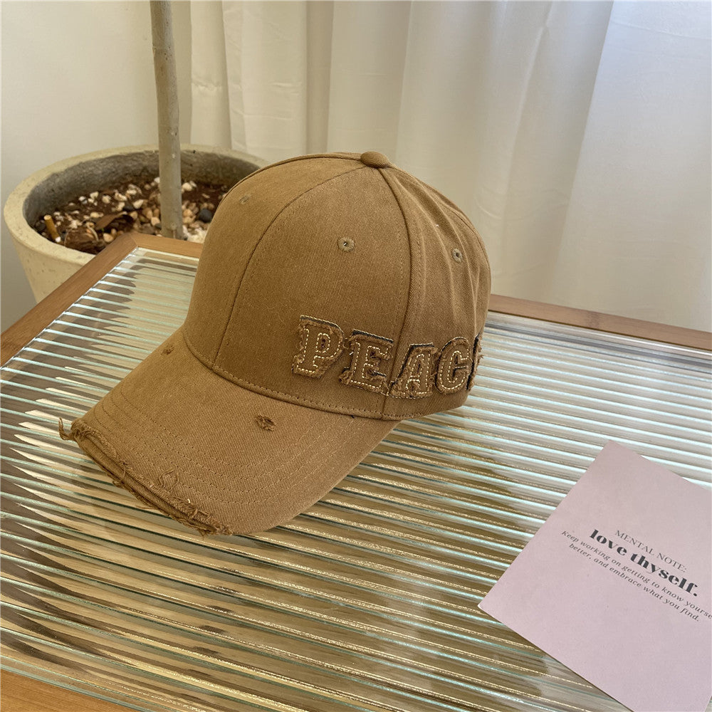 Damen Distressed Graphic Peace Baseball Cap Brehn