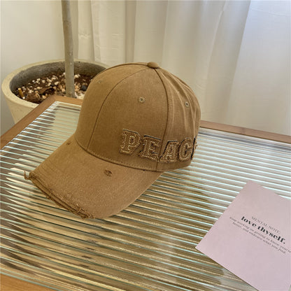 Damen Distressed Graphic Peace Baseball Cap Brehn