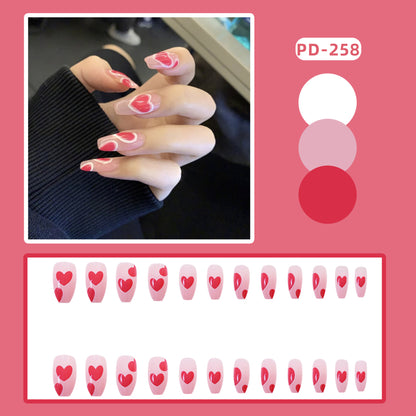 Herz-Design Press-On Nagel Set Brehn
