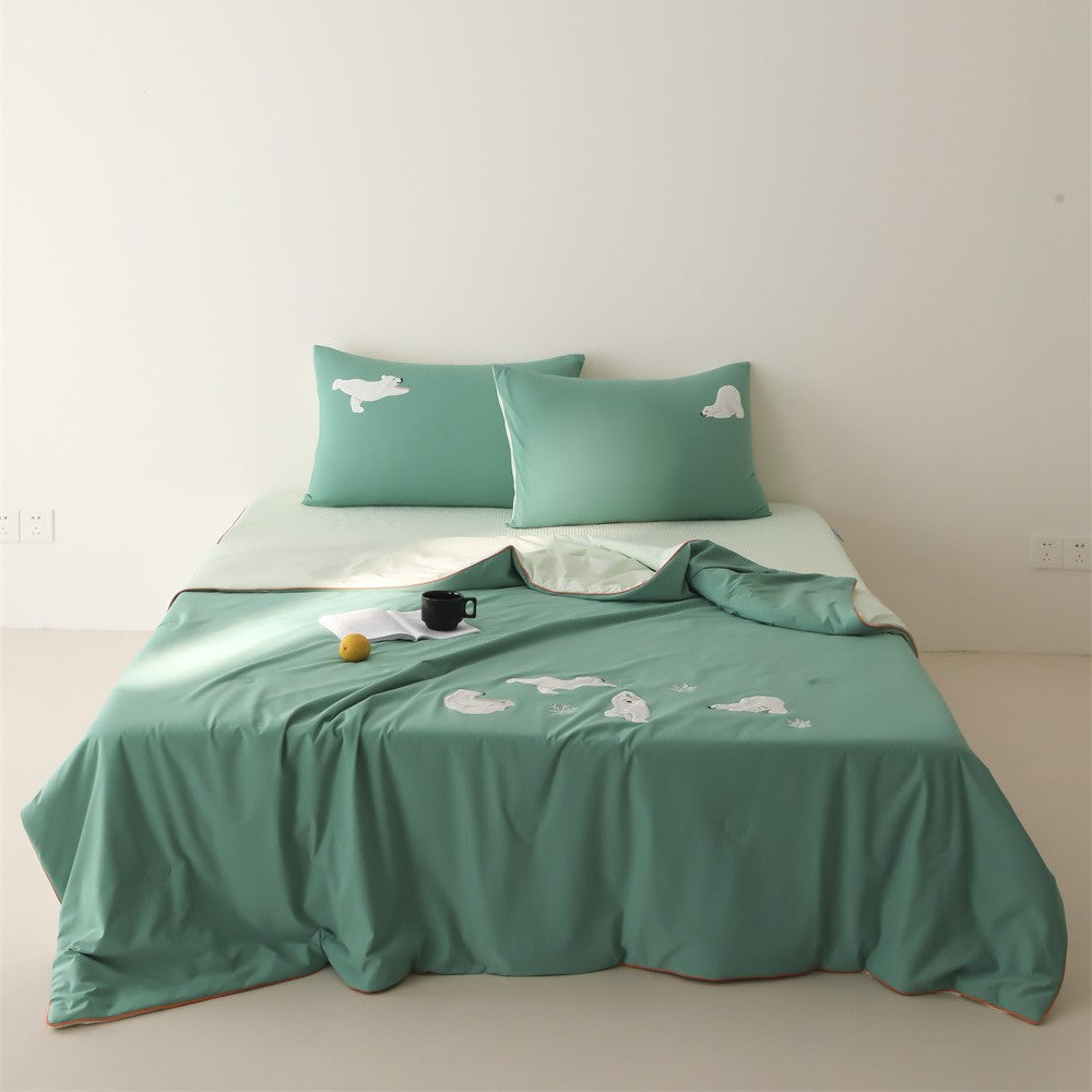 Bettwäsche-Set aus Baumwollsatin mit minimalistischem Panda-Print und extraweichem Spannbettlaken