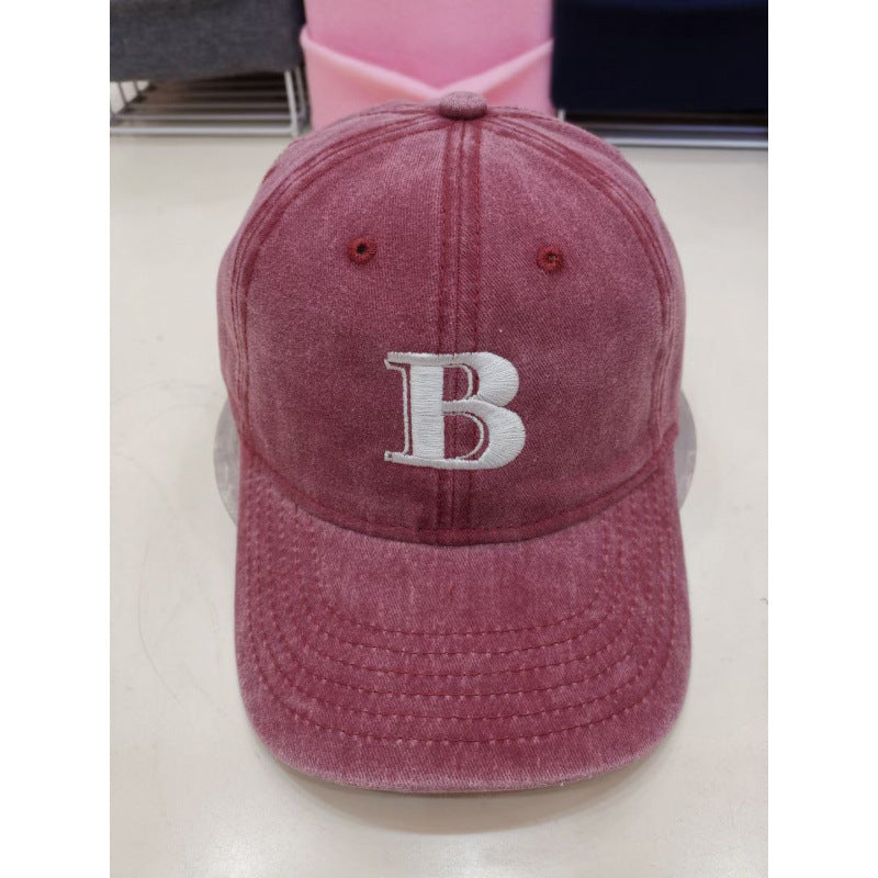 Damen Distressed Baumwoll-Baseballcap mit Buchstabenstickerei Brehn
