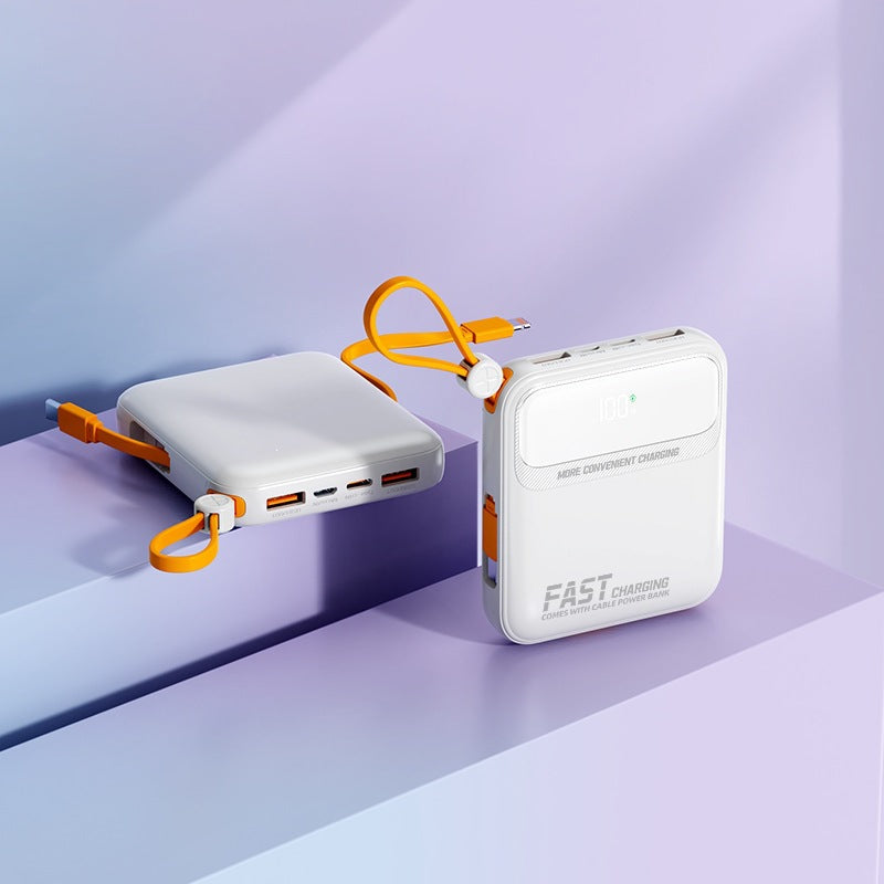 Tragbare Powerbank mit integriertem Ladekabel und digitaler Anzeige Brehn