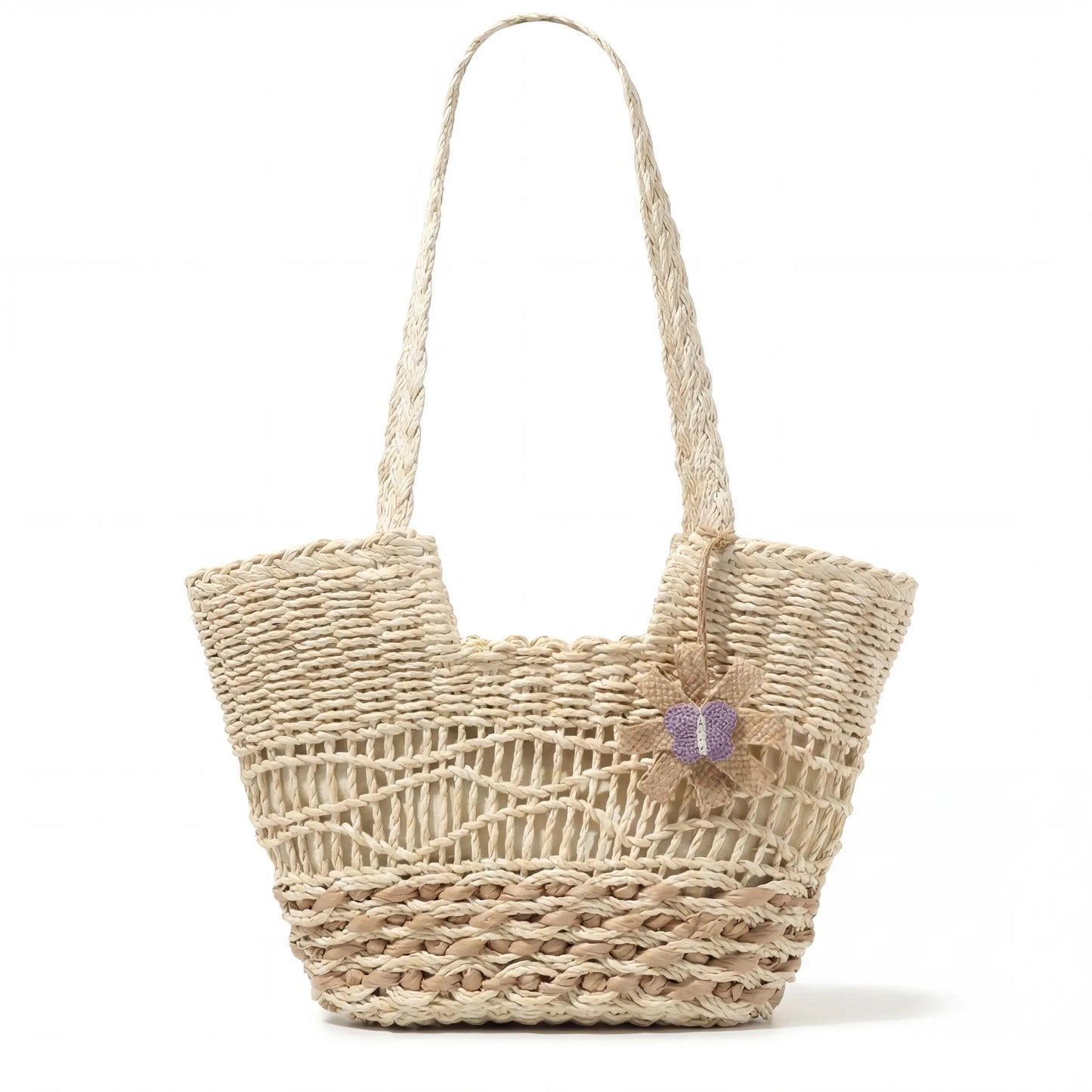 Handgewebte Basttasche mit Einzigartigem Blumendetail Brehn