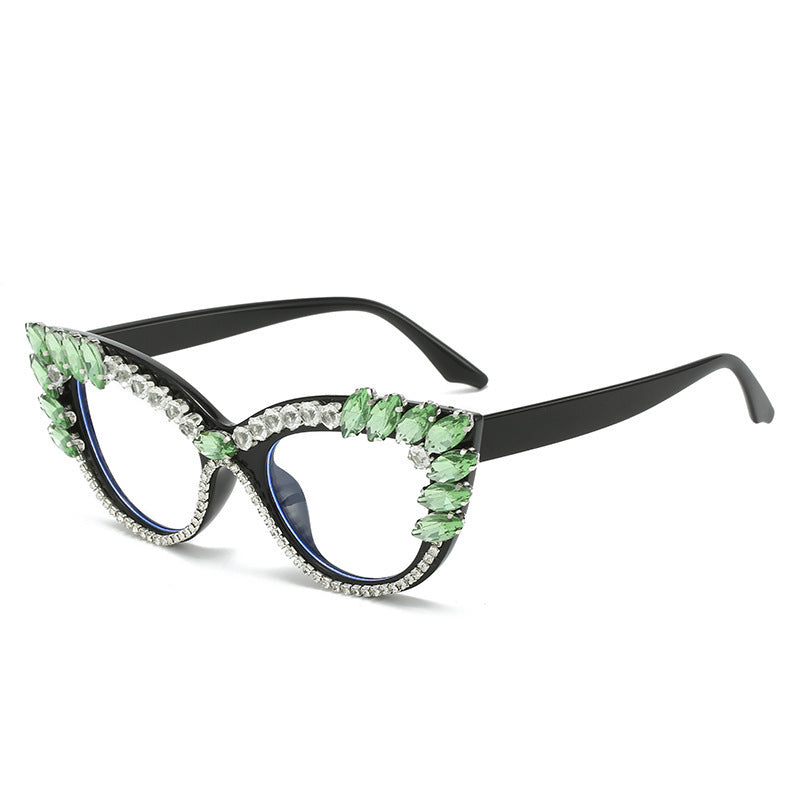 Damen Glamouröse Cat-Eye Sonnenbrille mit Kristallverzierung Brehn