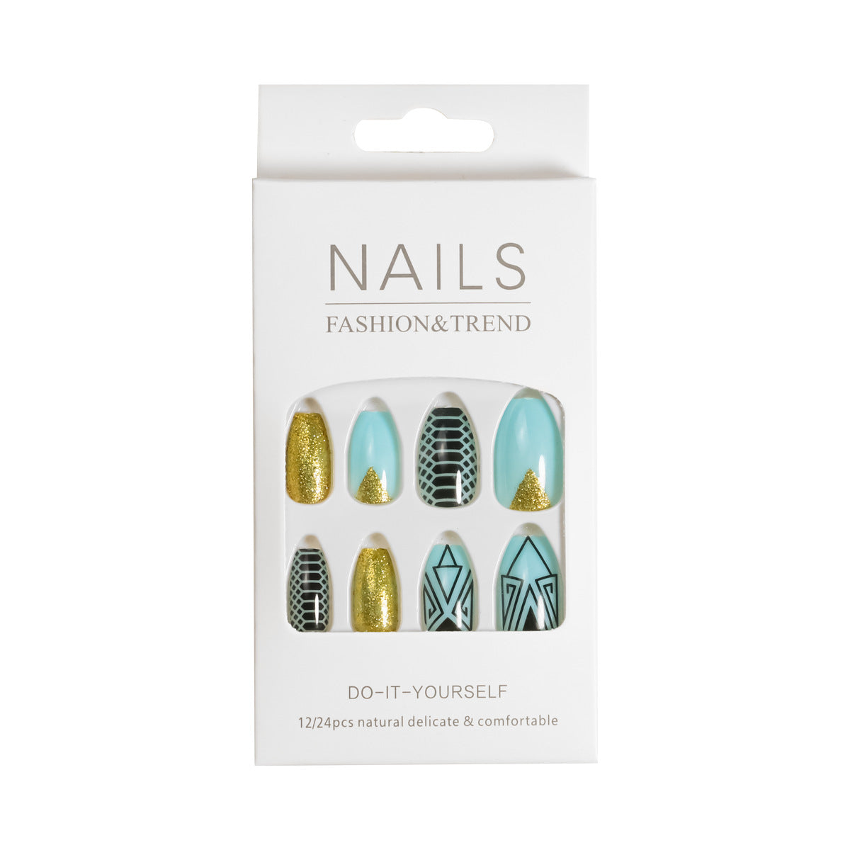 Künstlerisches Grafik Press-On Nagelset Brehn