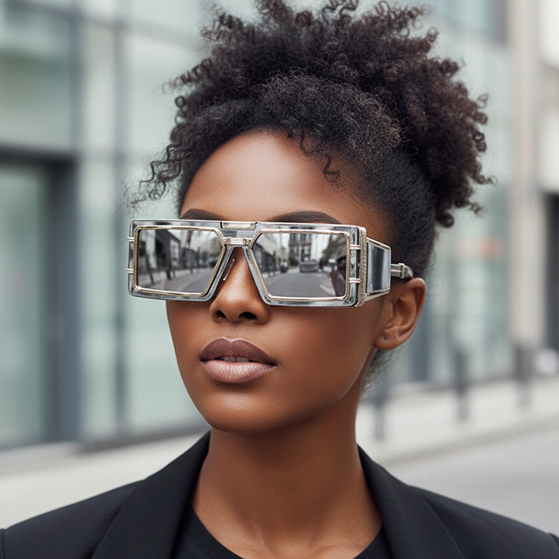 Damen Geometrische Oversized Sonnenbrille mit luxuriösem Rahmen Brehn