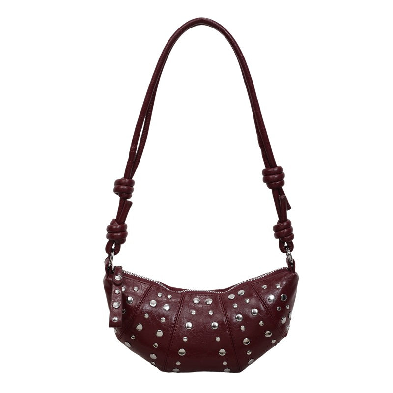 Nieten Texturiertes Lederhandtasche