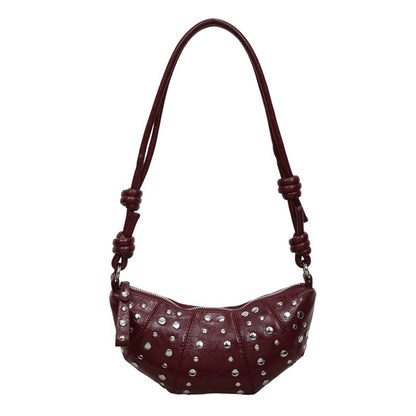 Nieten Texturiertes Lederhandtasche
