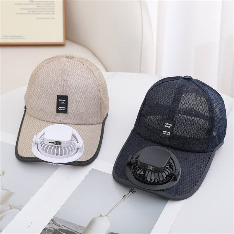 Solarbetriebenes Fan-Cap mit integriertem Ventilator und atmungsaktivem Mesh Brehn