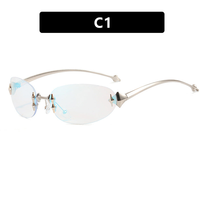 Damen modische Sonnenbrille im futuristischen Design mit verspiegeltem Rahmen Brehn