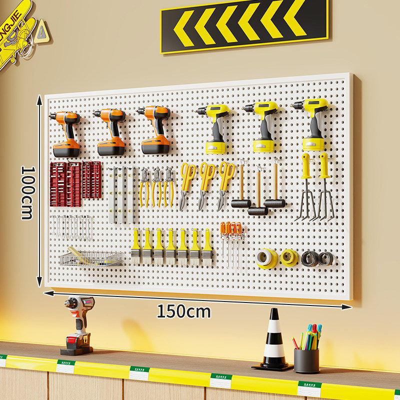 Wandmontierter perforierter Metallwerkzeug-Pegboard-Organizer mit Magnetstreifen und Mehrfachhaken