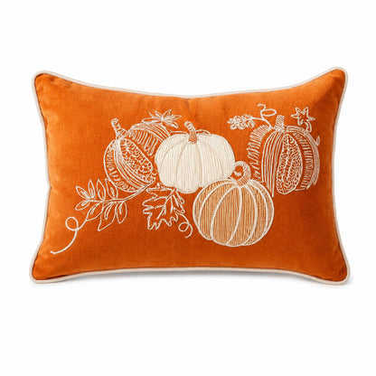 Besticktes Herbst-Pumpkin-Dekokissen