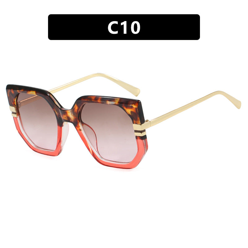 Damen geometrische Sonnenbrille mit luxuriösem goldenen Rahmen und polarisierenden Gläsern Brehn