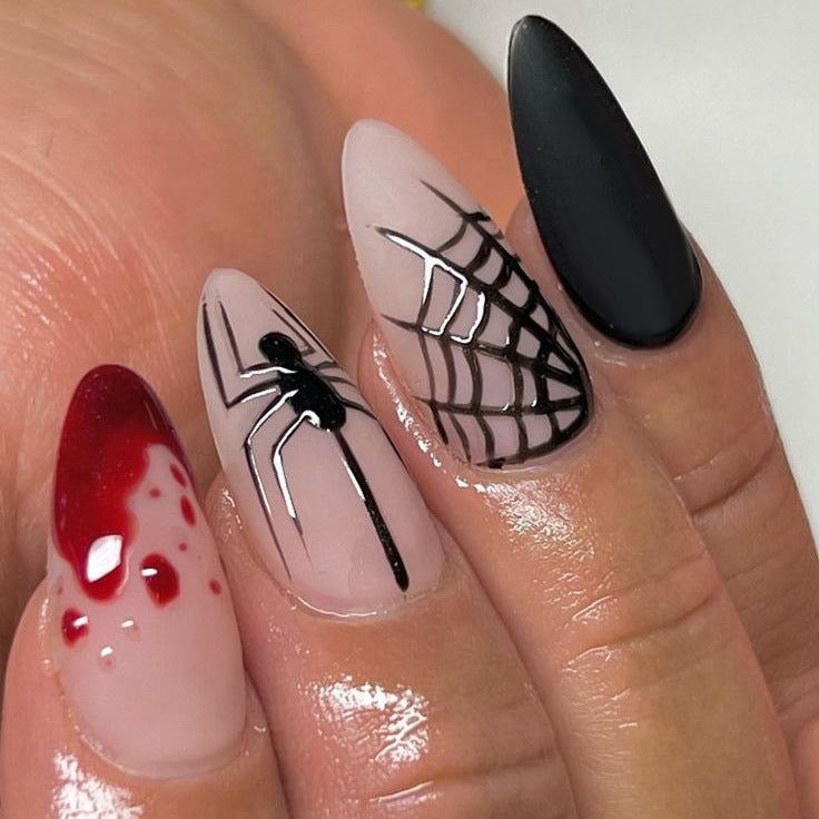 Künstlerisches Abstract Press-On Nagelset Brehn