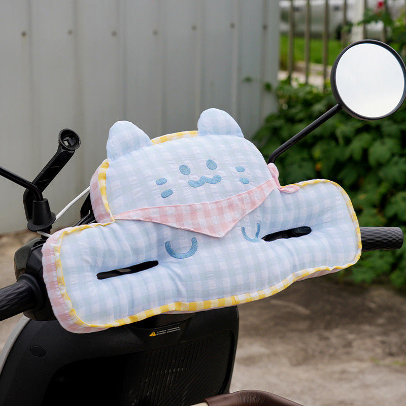 Gepolstertes Lenker-Handmuff für Roller mit niedlichem Plüsch-Katzenmotiv
